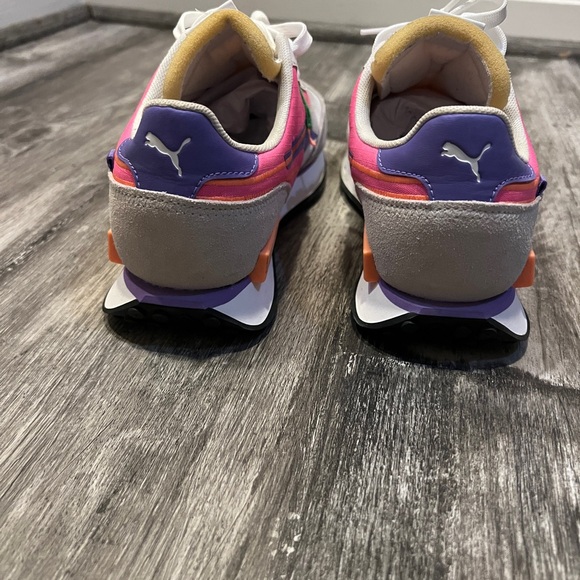 Puma Pink and White Sneakers with Green Accents - Picture 3 of 5